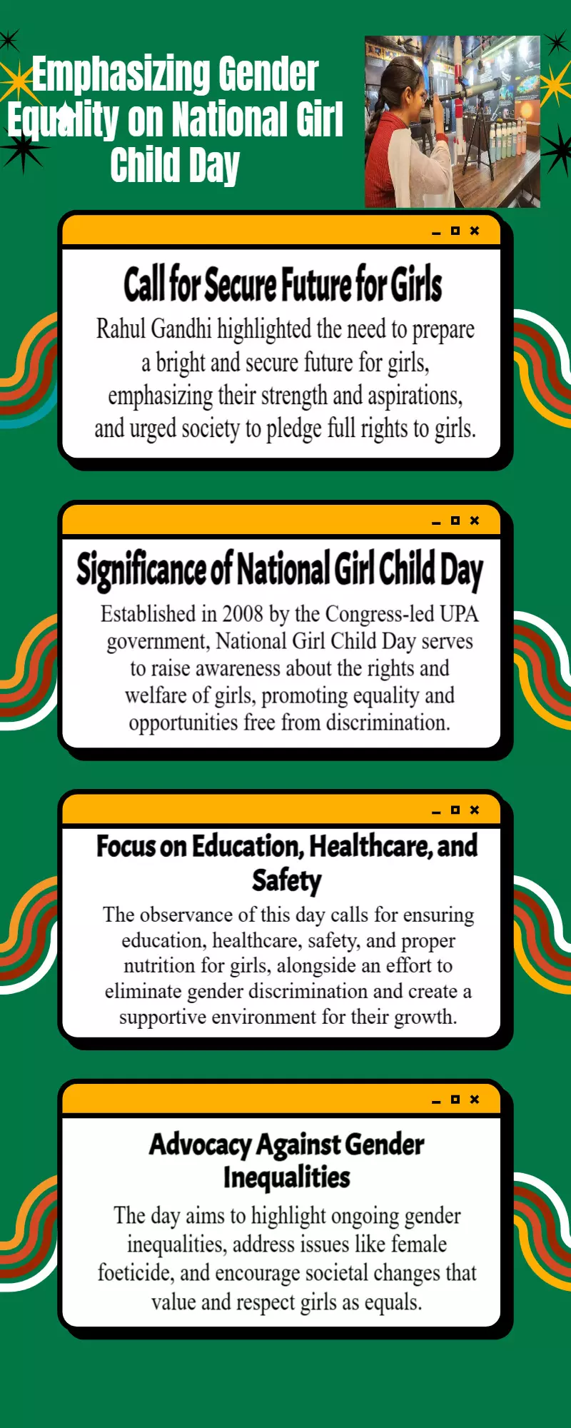 National Girl Child Day: Rahul Gandhi calls for ensuring girls secure future