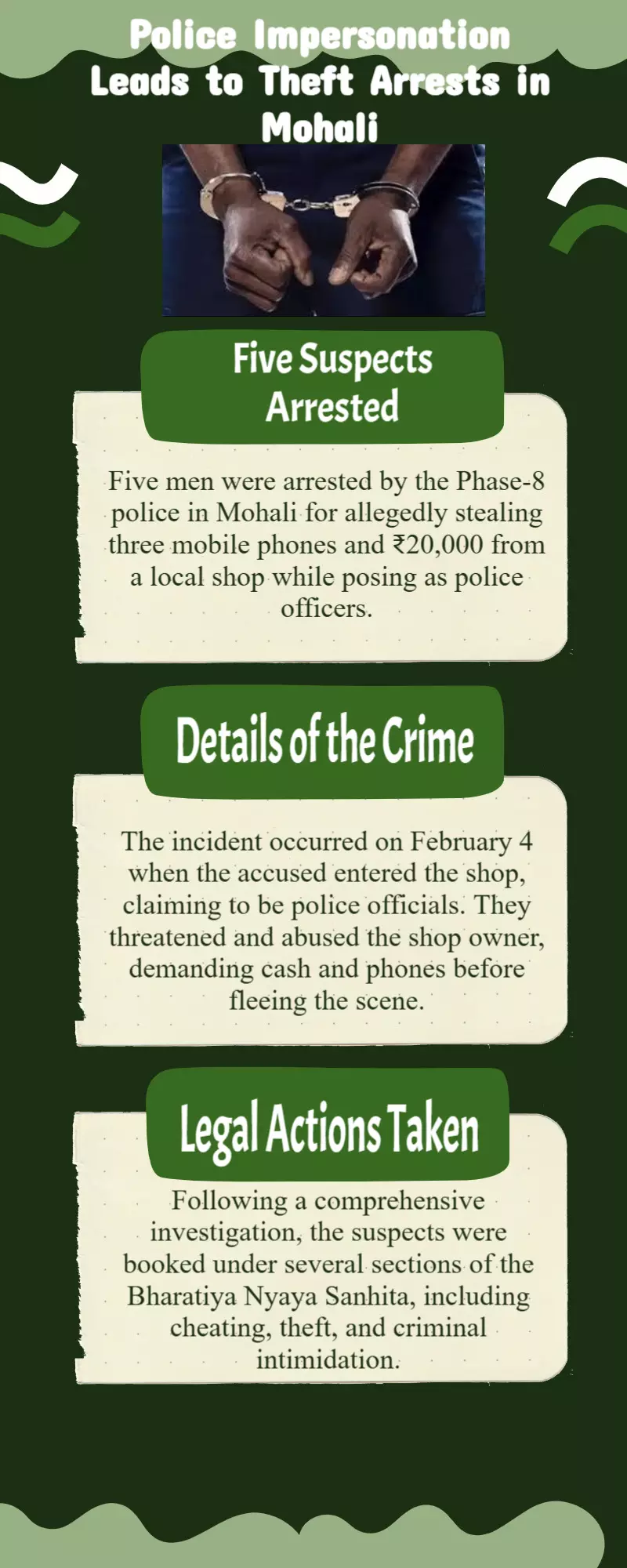 Mohali: Five steal phones, ₹20,000 from shop posing as cops, arrested