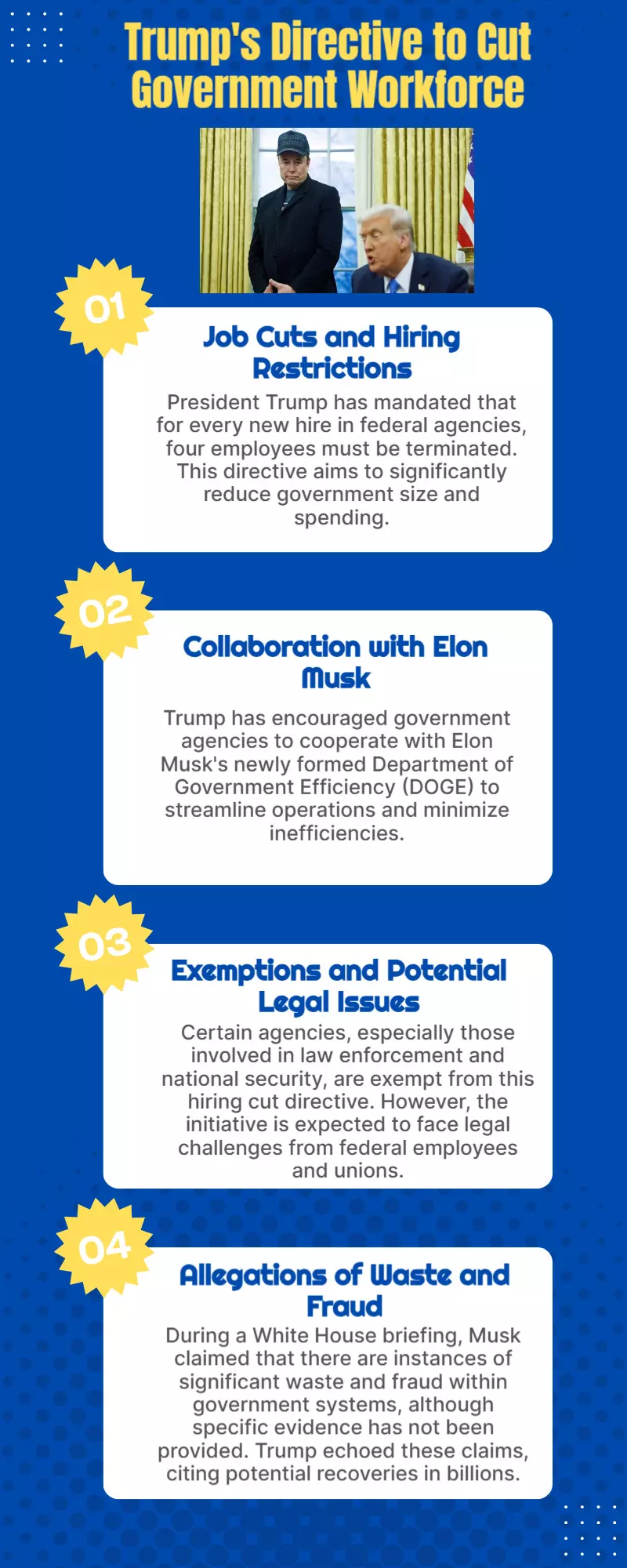To hire 1 employee, first fire 4 people: Donald Trump to US government agencies