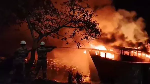 Massive fire breaks out at Paradip Fishing Port in Jagatsinghpur, over 12 boats go up in flames