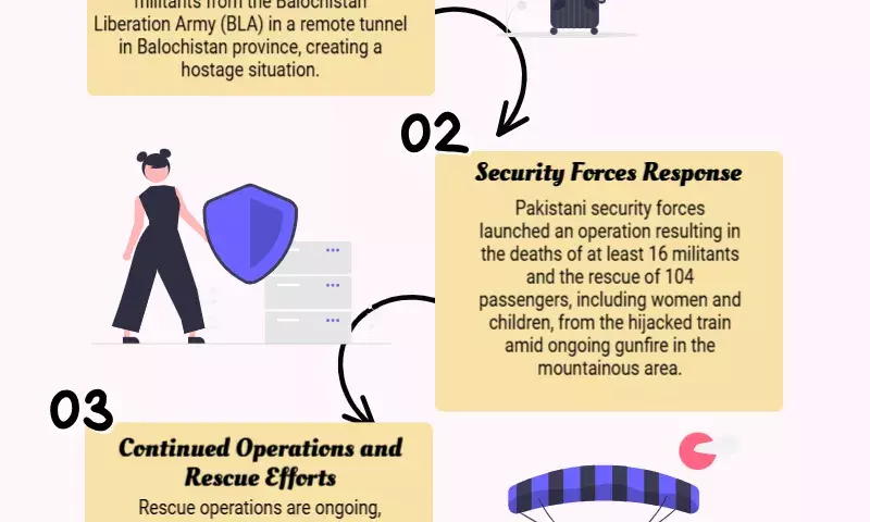Pakistani train hijacking: Security forces continue to kill 16 extremists and free 104 captives
