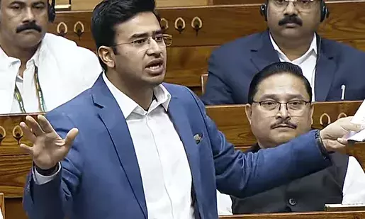 Calling it a threat to the Constitution, Tejasvi Surya attacks the Karnataka government for having a 4% Muslim quota in tenders.