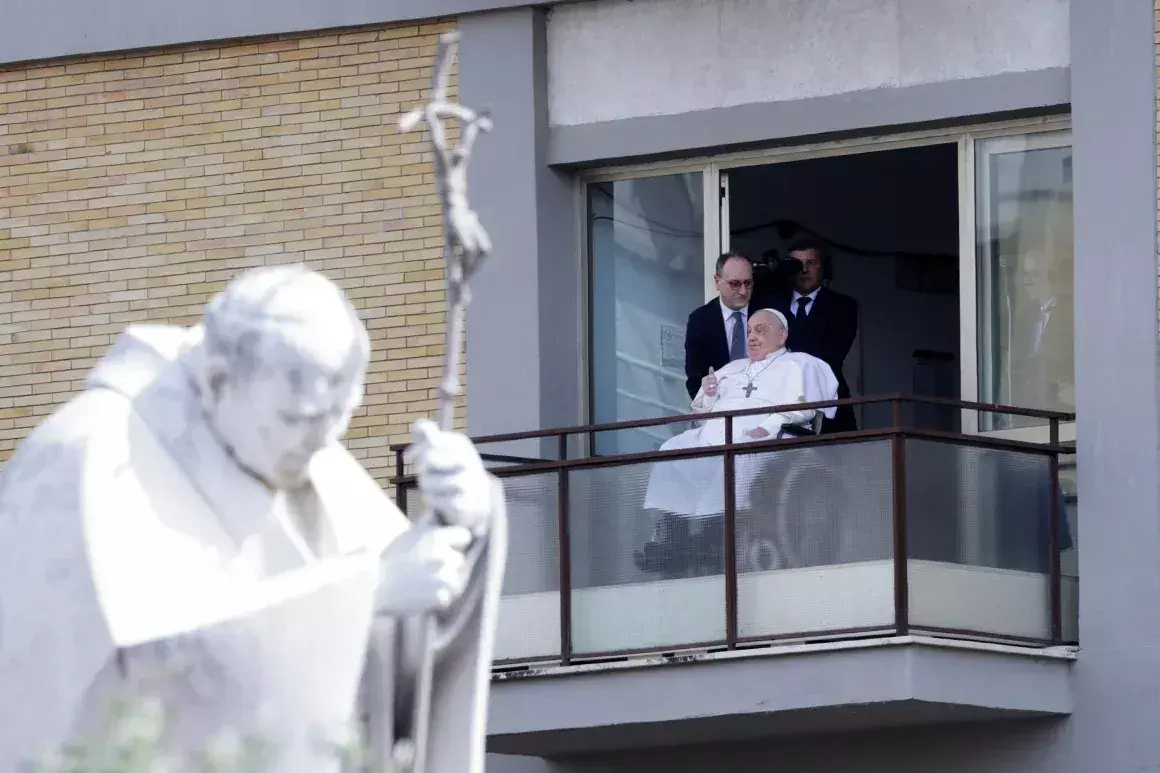 Pope Francis looks weak after being released from the hospital to continue his recuperation at the Vatican.