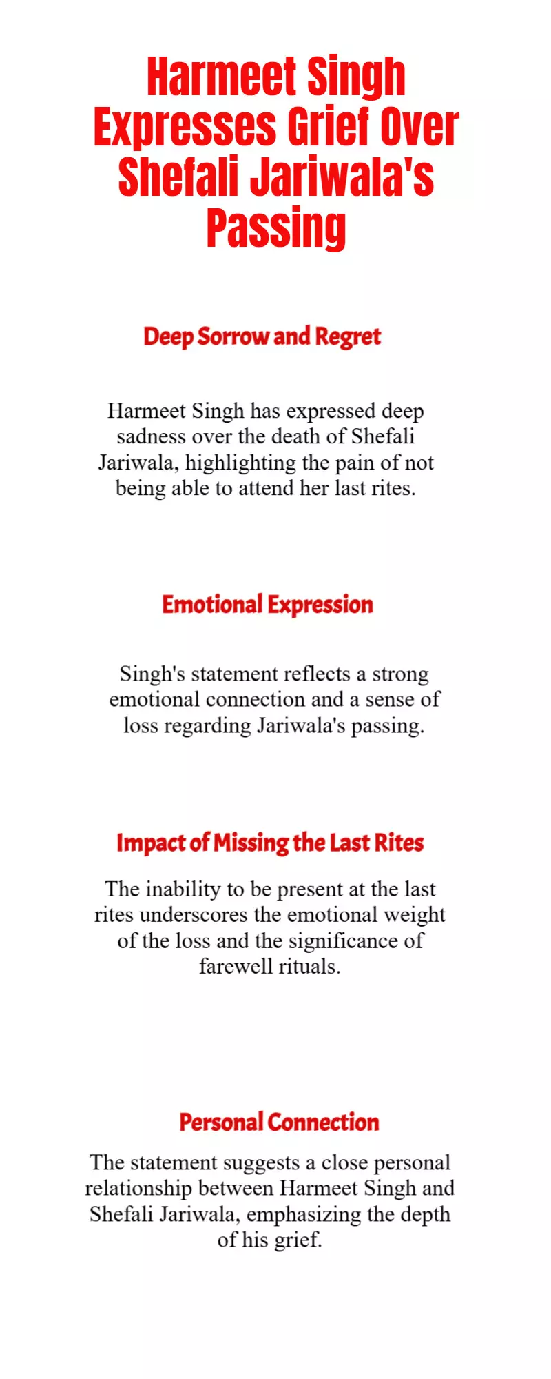Harmeet Singh mourns Shefali Jariwala: Painful to miss her last rites Harmeet Singh mourns Shefali Jariwala: Painful to miss her last rites