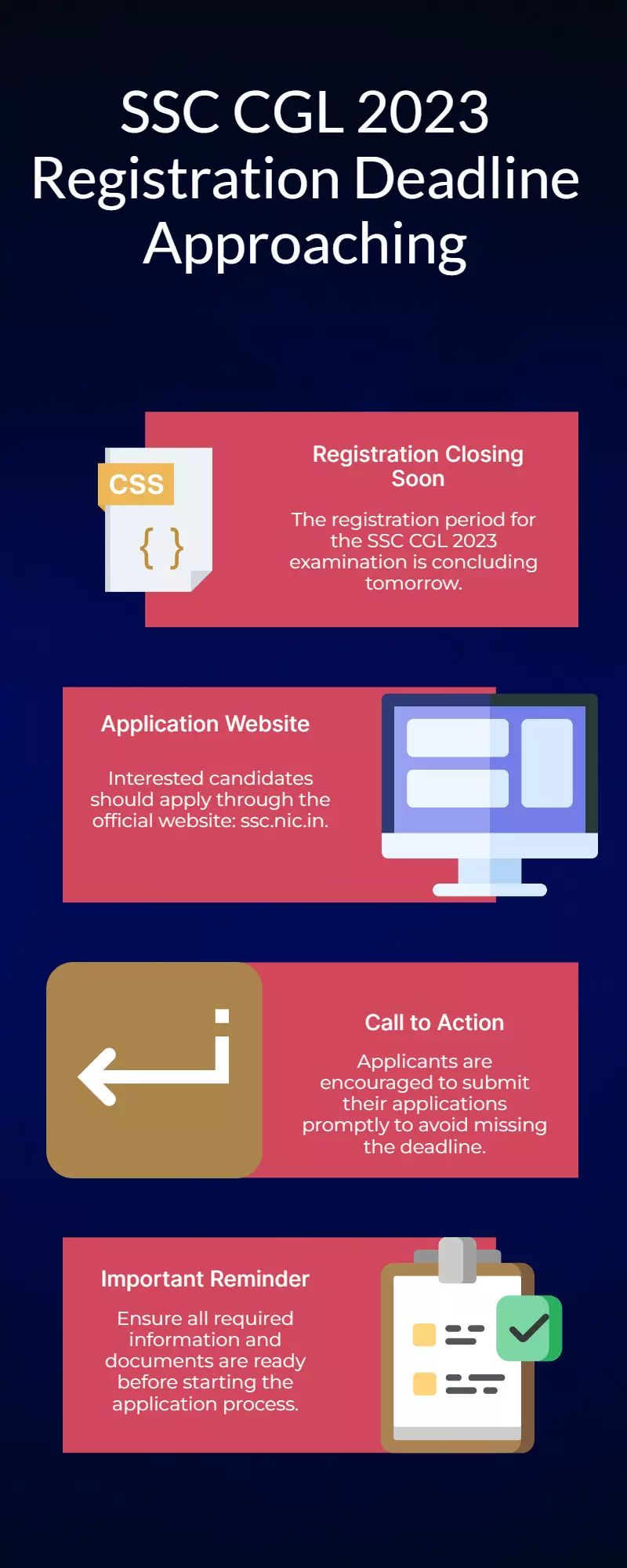 SSC CGL 2023 registration ends tomorrow! Apply now at ssc.nic.in SSC CGL 2023 registration ends tomorrow! Apply now at ssc.nic.in