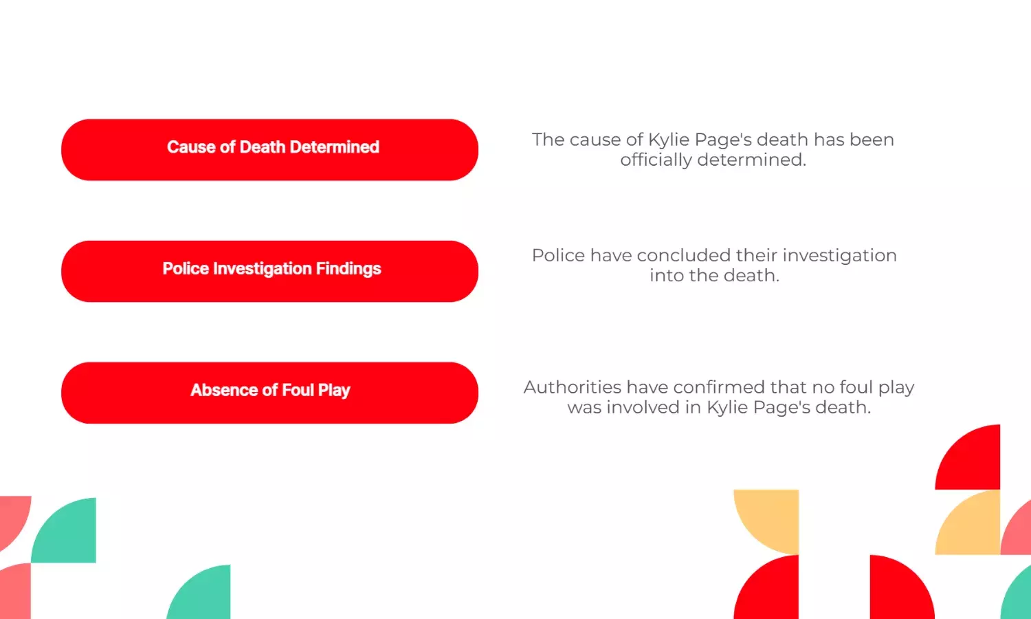Kylie Page Death: Cause Revealed, Police Confirm No Foul Play Involved