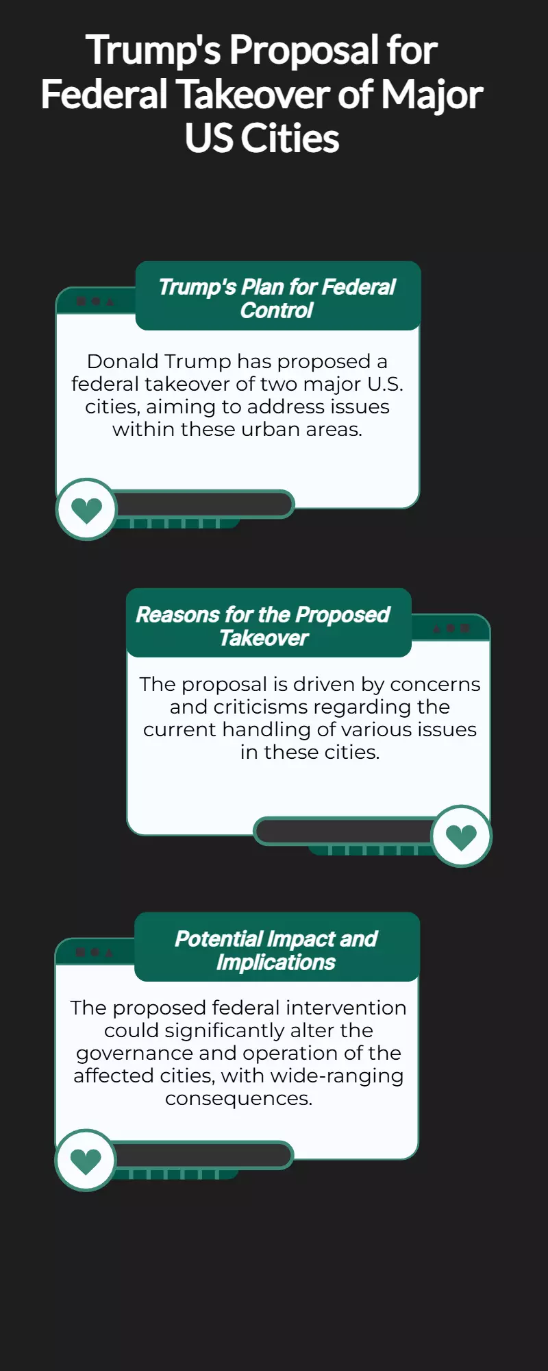 Trump Proposes Federal Takeover of Two Major US Cities Trump Proposes Federal Takeover of Two Major US Cities