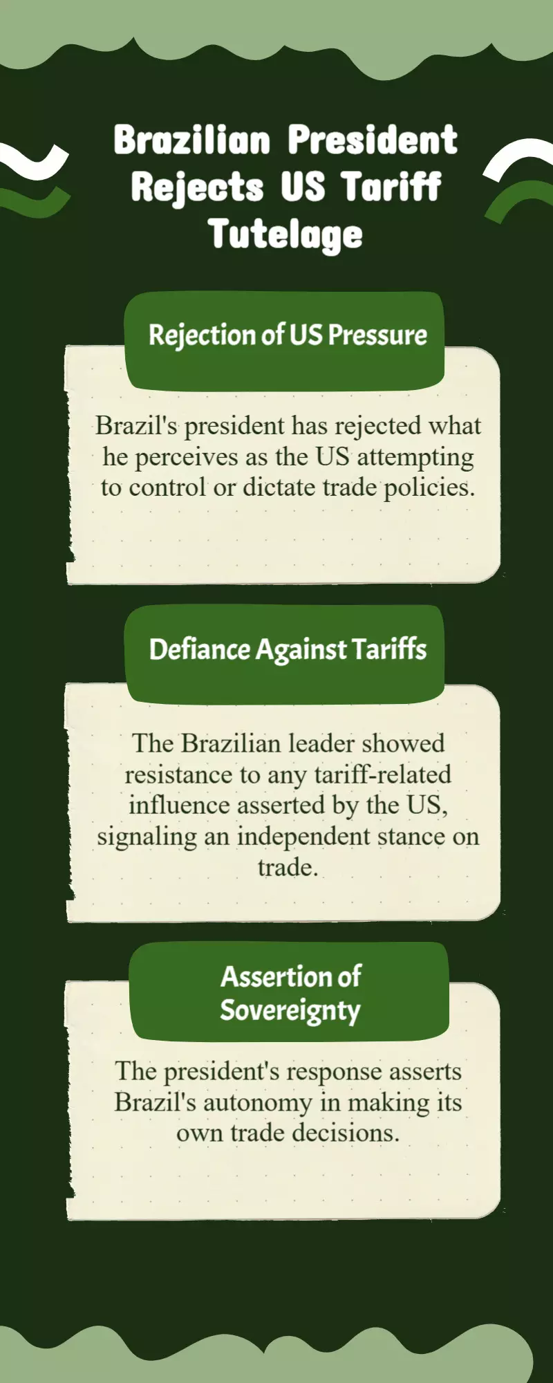 Brazils President Defiant: Rejects Trumps Tariff Tutelage Brazils President Defiant: Rejects Trumps Tariff Tutelage