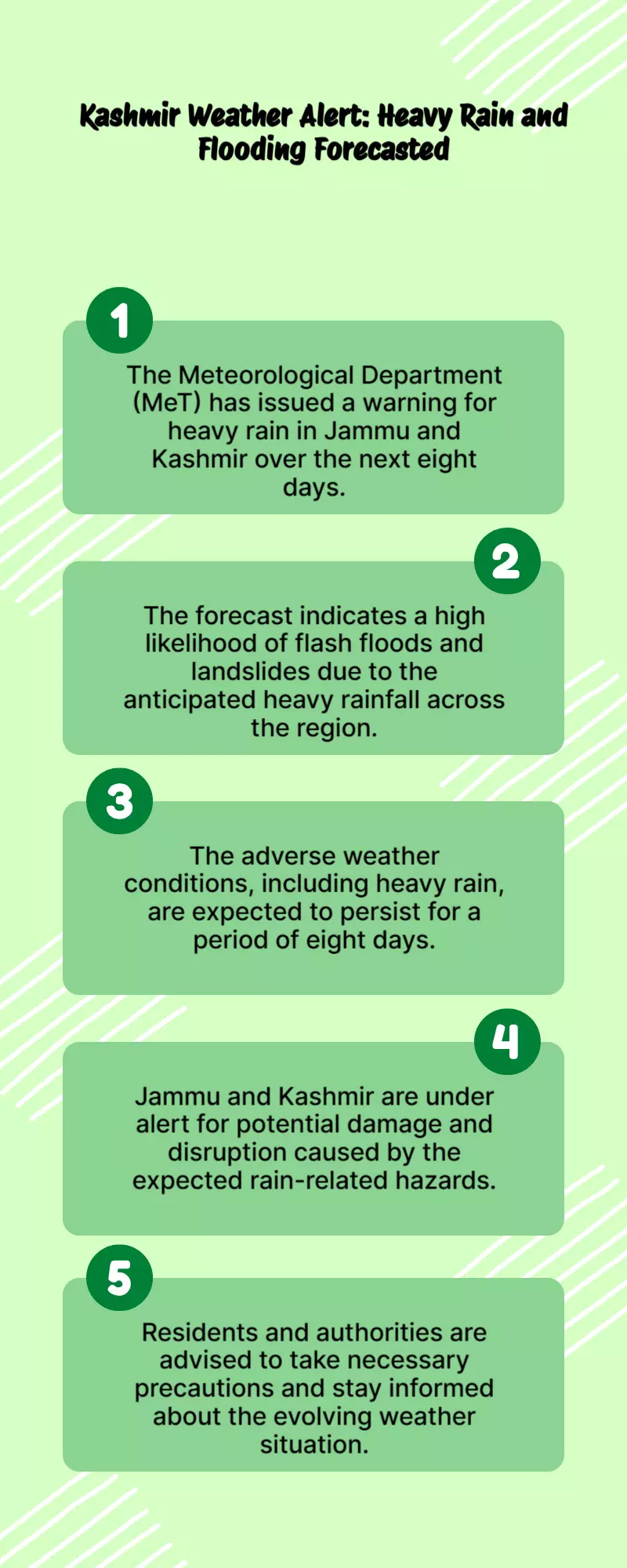Heavy rain, flash floods, landslides likely in J&K for next 8 days: MeT warns Heavy rain, flash floods, landslides likely in J&K for next 8 days: MeT warns