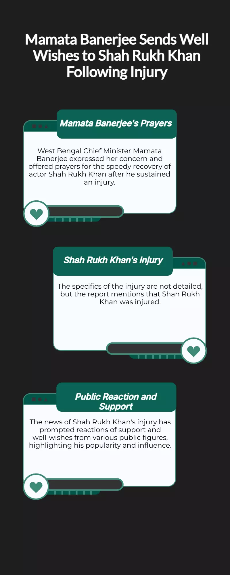 Mamta Banerjee prays for Shah Rukh Khans recovery after King injury