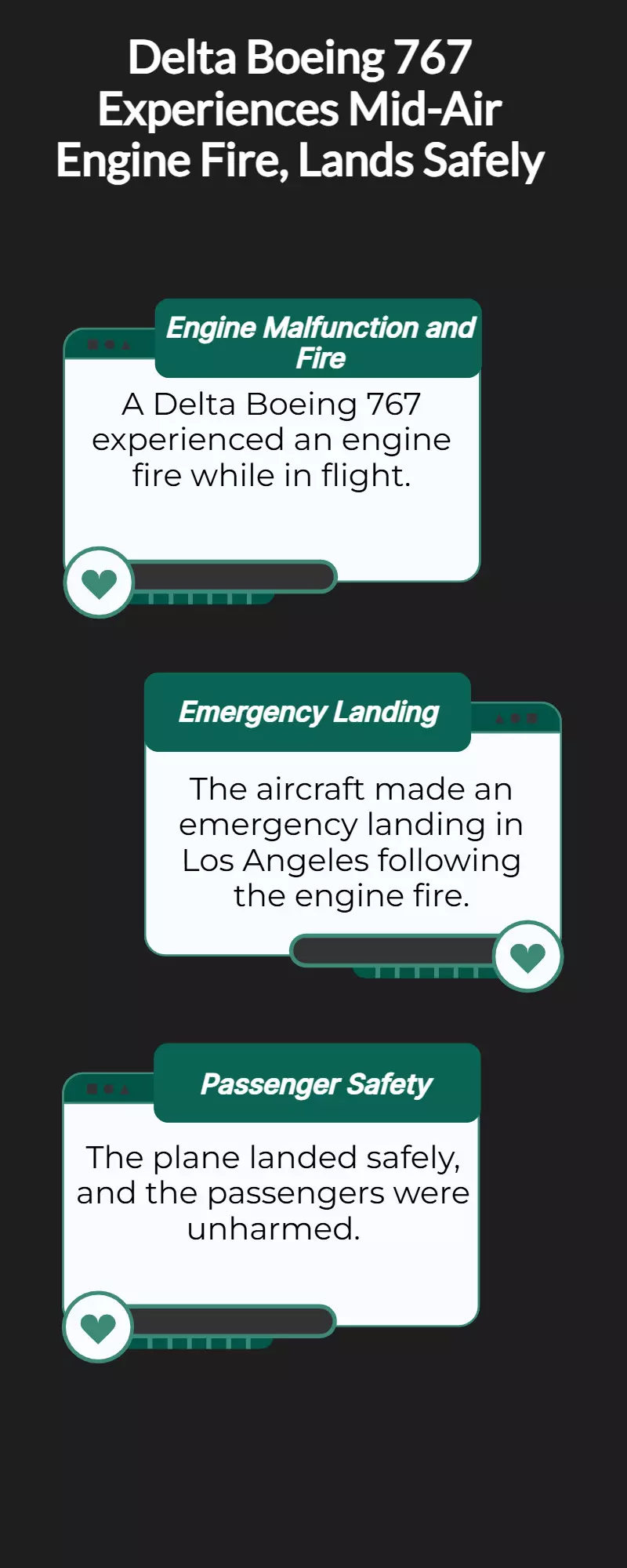 Delta Boeing 767 engine catches fire mid-air, emergency landing in LA. Delta Boeing 767 engine catches fire mid-air, emergency landing in LA.
