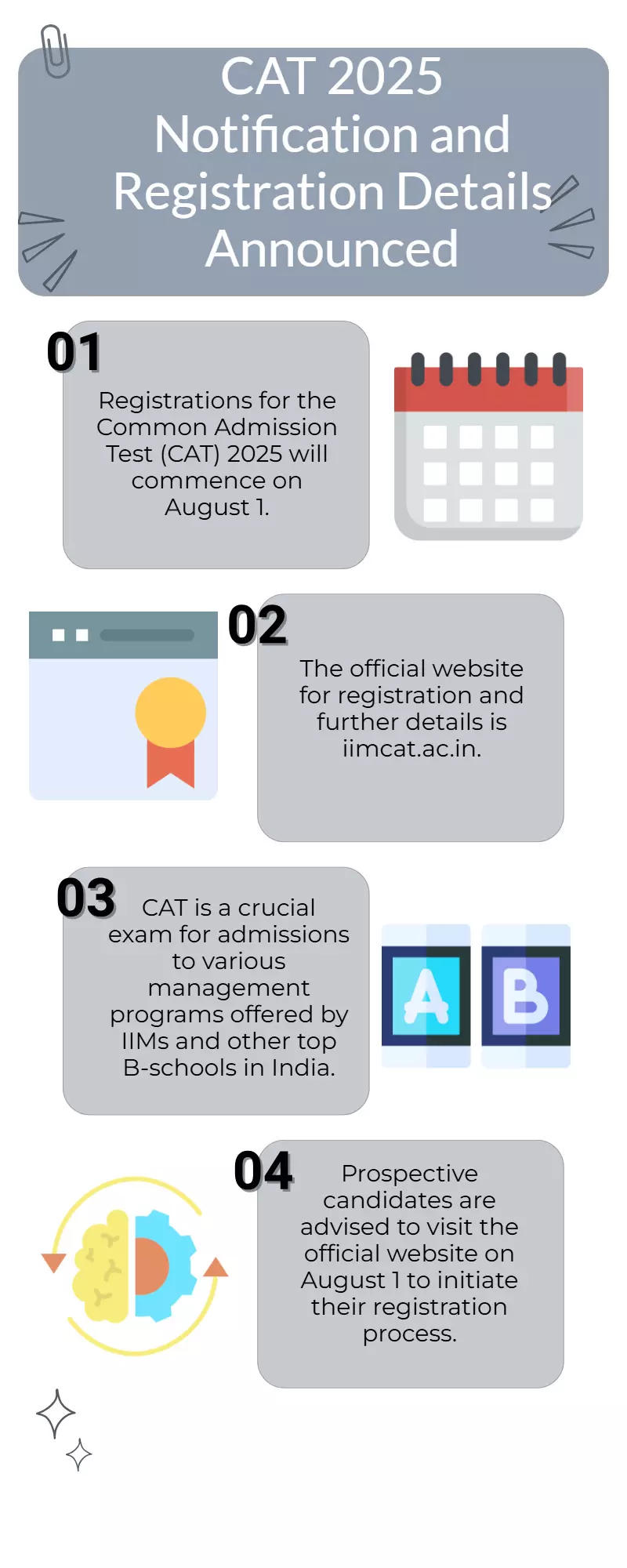 CAT 2025 Notification Out: Registration from Aug 1 on iimcat.ac.in CAT 2025 Notification Out: Registration from Aug 1 on iimcat.ac.in