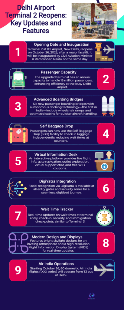 “Delhi Airport Terminal 2 Reopens with Exciting New Features from October 26, 2025 — A Smoother Travel Experience Awaits!” 6 Delhi Airport Terminal 2