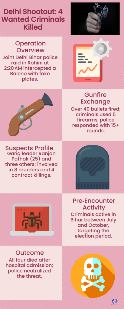 Over 40 Bullets in Rohini Shootout — 4 Wanted Criminals Killed 6 Delhi Shootout 4 Wanted Criminals Killed 1