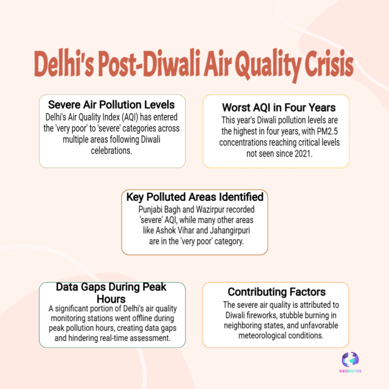 Delhi AQI after Diwali 2025 — Areas hit hardest
