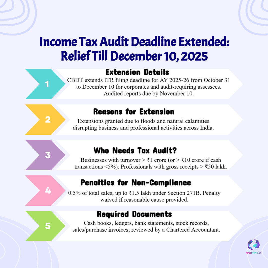 CBDT Extends Income Tax Audit & ITR Filing Deadlines to December 10 5 Income Tax