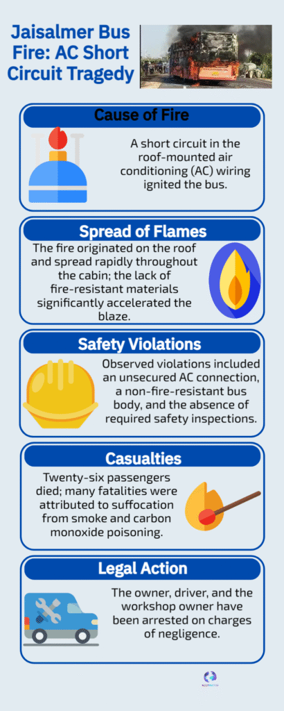Forensic Report: AC Short Circuit Caused Jaisalmer–Jodhpur Bus Fire, 26 Dead 6 Jaisalmer Bus Fire AC Short Circuit Tragedy