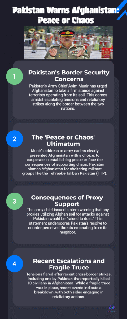 Asim Munir warns Afghanistan: “Choose peace or chaos” 6 Pakistan Warns Afghanistan Peace or Chaos
