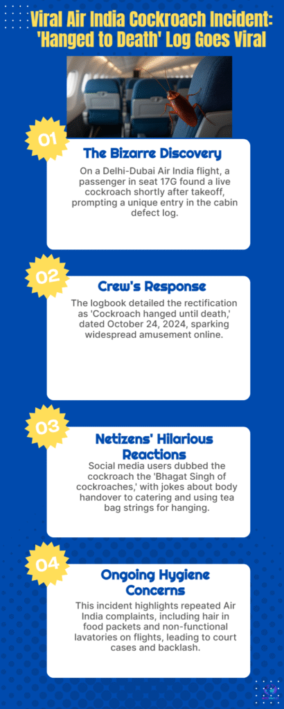 Hilarious Viral Incident: Air India Cabin Log Records Cockroach ‘Martyrdom’ — Netizens React 6 Air India