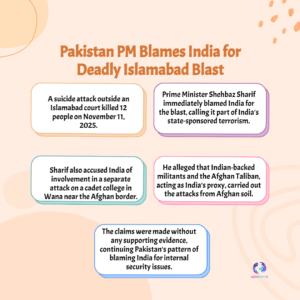 Pakistan PM Shehbaz Sharif Blames India for Islamabad Suicide Blast; Geopolitical Tensions Soar After Deadly Attack