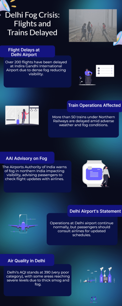 Delhi Fog Disruptions: Flights Delayed, Train Operations Hit Amid Winter Chill 6 Delhi