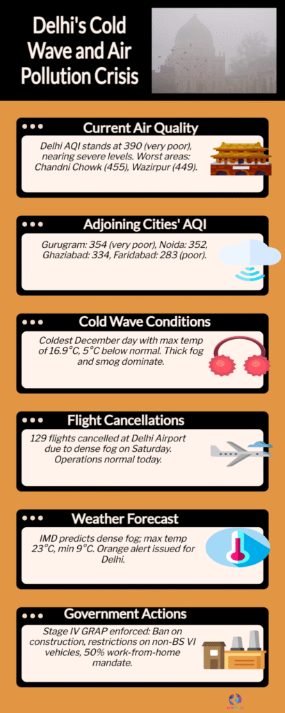 Delhi Cold Wave & Air Pollution: Dense Fog, Rising Pollution and Flight Disruptions Grip NCR 6 Pollution